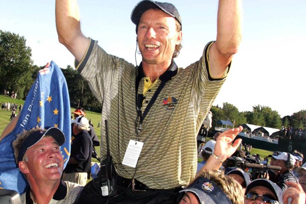 Riesenerfolg als Kapitän des Europäischen Ryder Cup-Teams: Bernhard Langer 2004 in Detroit
